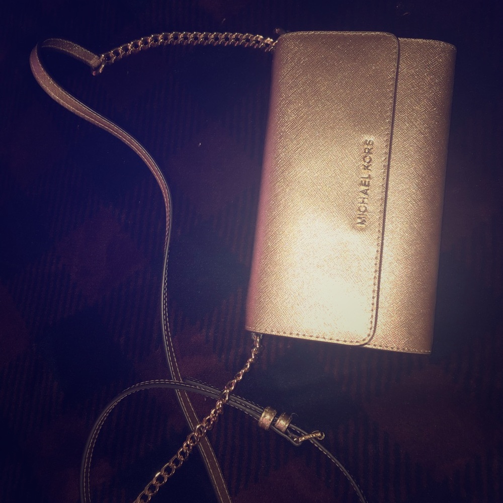 Gold metallic Michael Kors cross body